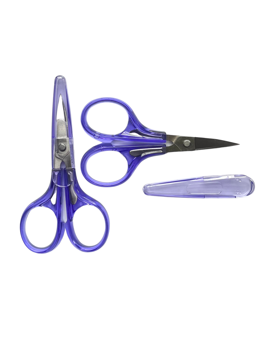 Lilac Curved Blade Needlepoint Scissors with Cap TSA Approved