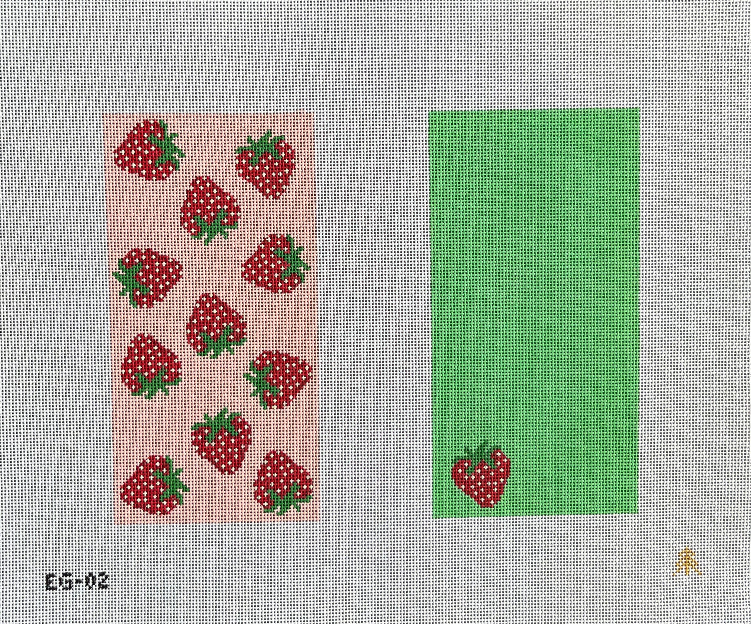 Strawberries Handpainted Needlepoint Eyeglass Case Canvas