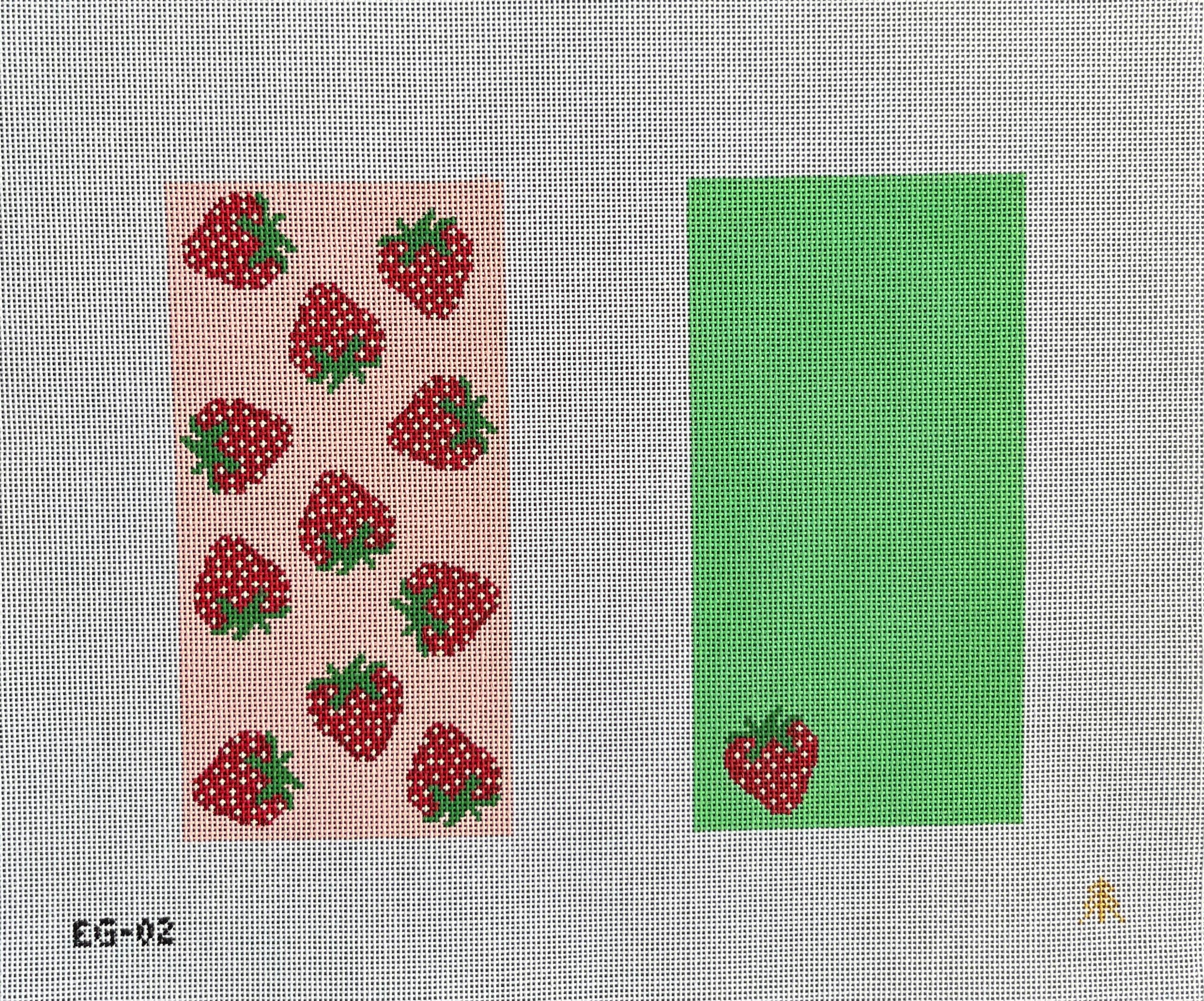 Strawberries Handpainted Needlepoint Eyeglass Case Canvas