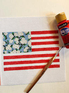 Needlepoint Floral Flag Canvas Painting Class- Taught by Molly Hurd of Evergreen Needlepoint