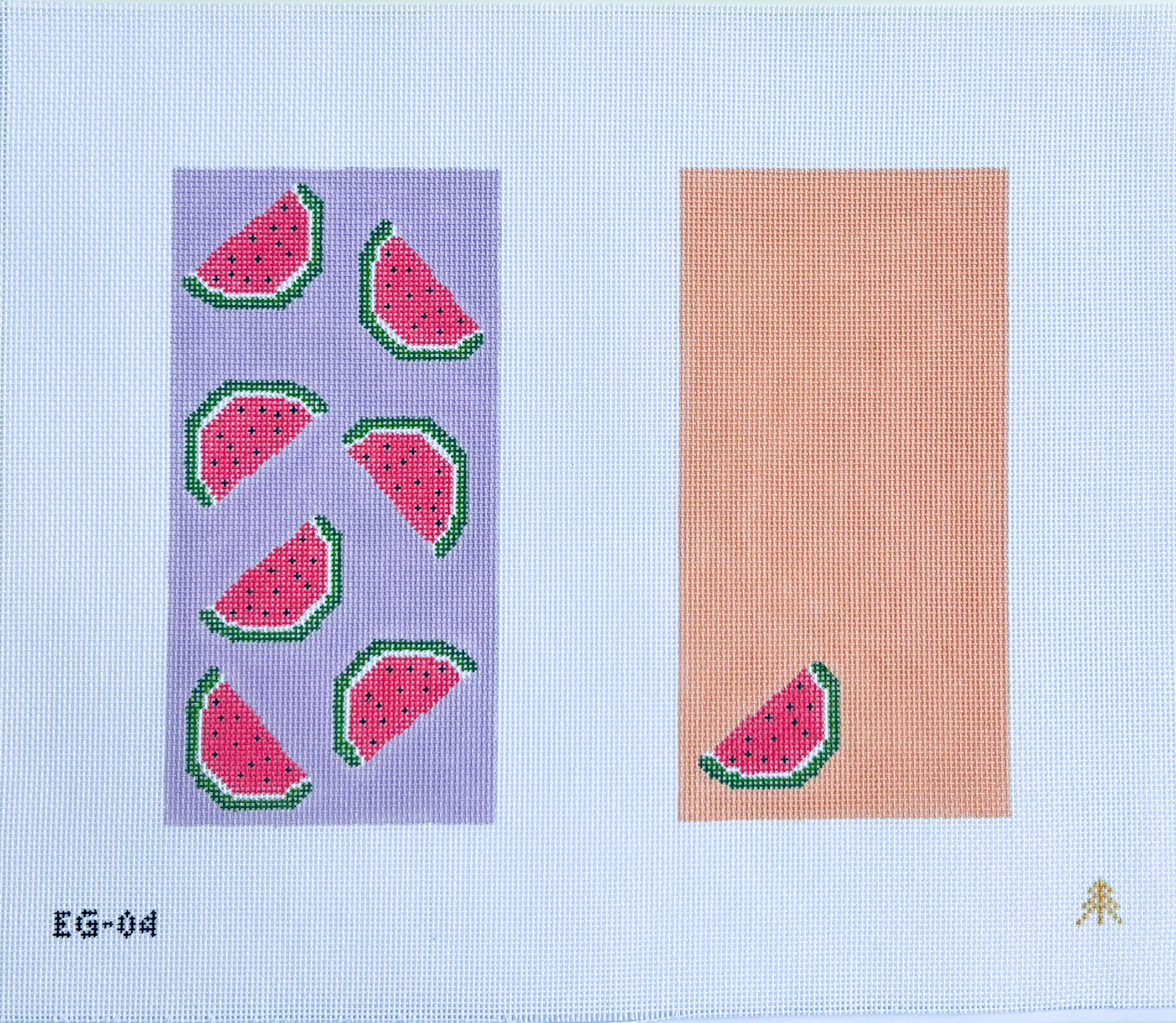 Watermelon Handpainted Needlepoint Eyeglass Case Canvas