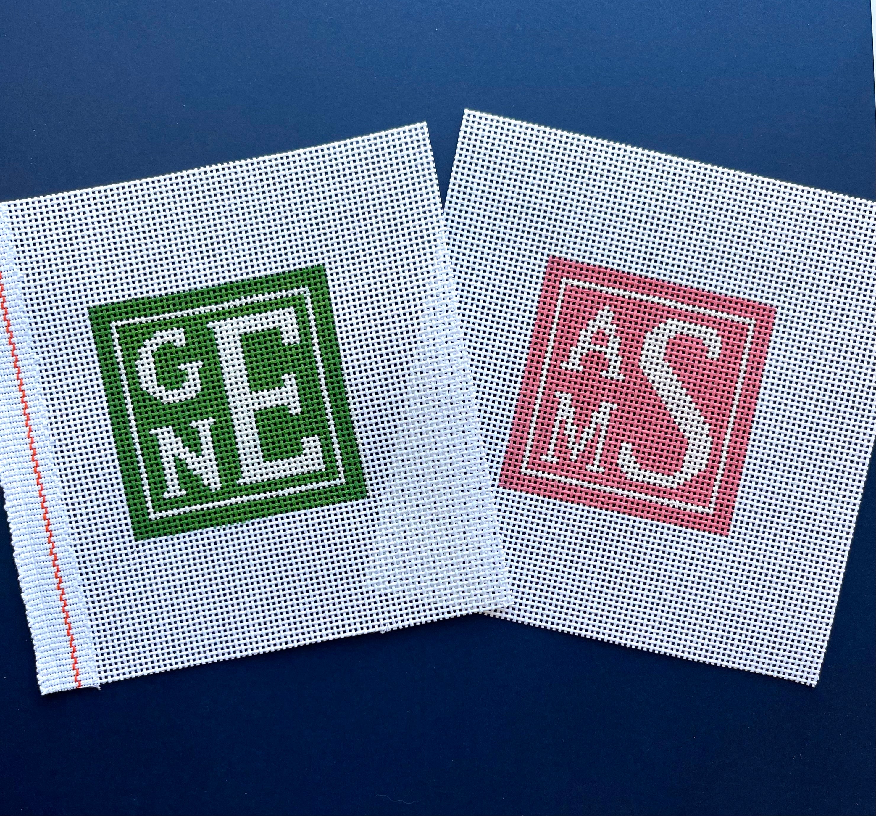 Custom Hand-Painted Stacked Monogram Needlepoint Canvas