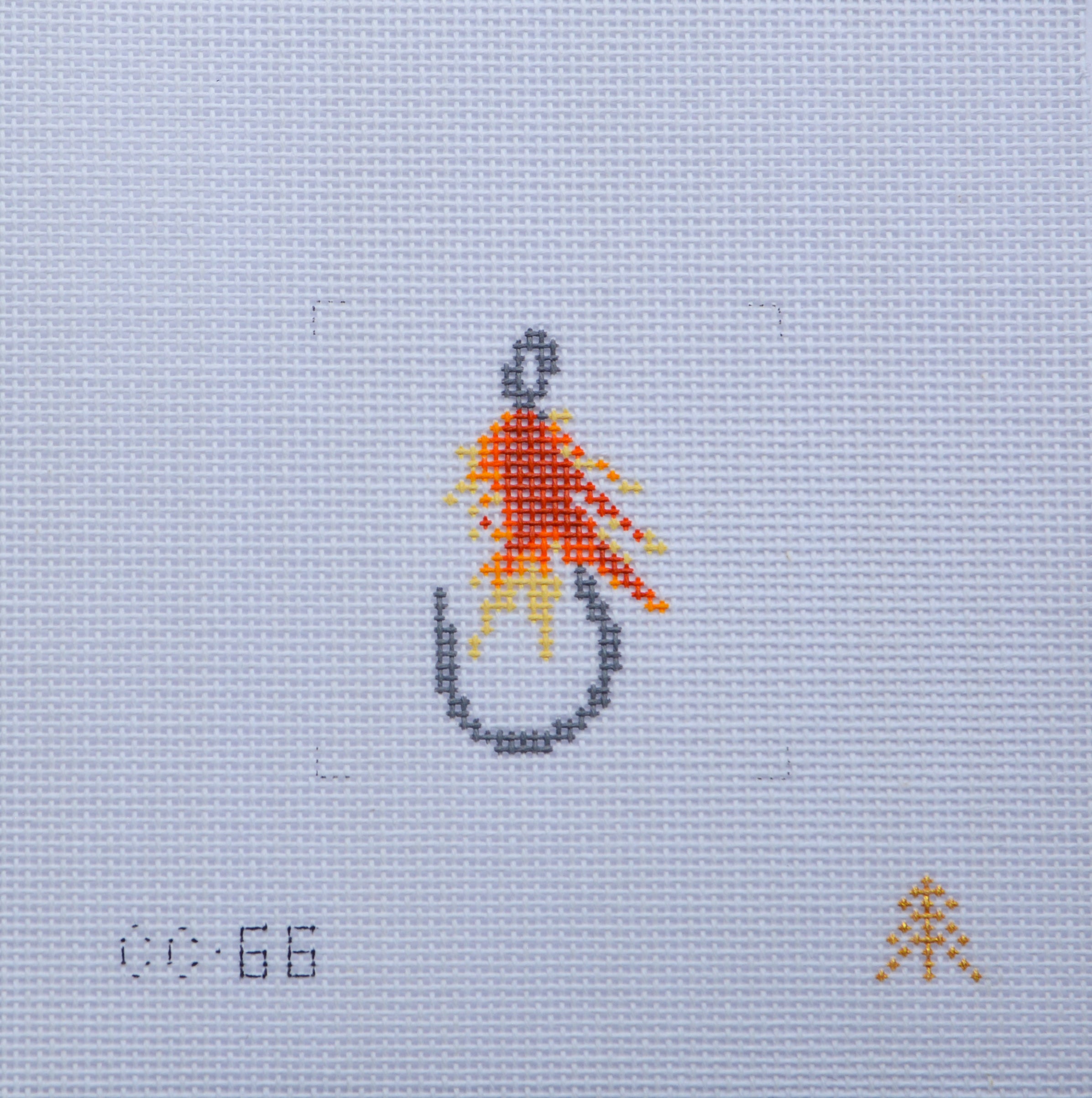 Fly Fishing Hook Lure Needlepoint Canvas Insert for Can Cozy