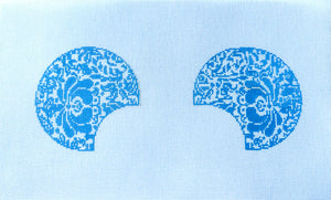 Mouse Ears- Blue Damask- 18 count