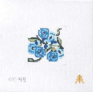Blue Flowers on White Needlepoint Canvas Insert for Can Cozy