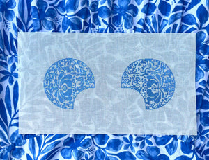 Mouse Ears- Blue Damask- 18 count