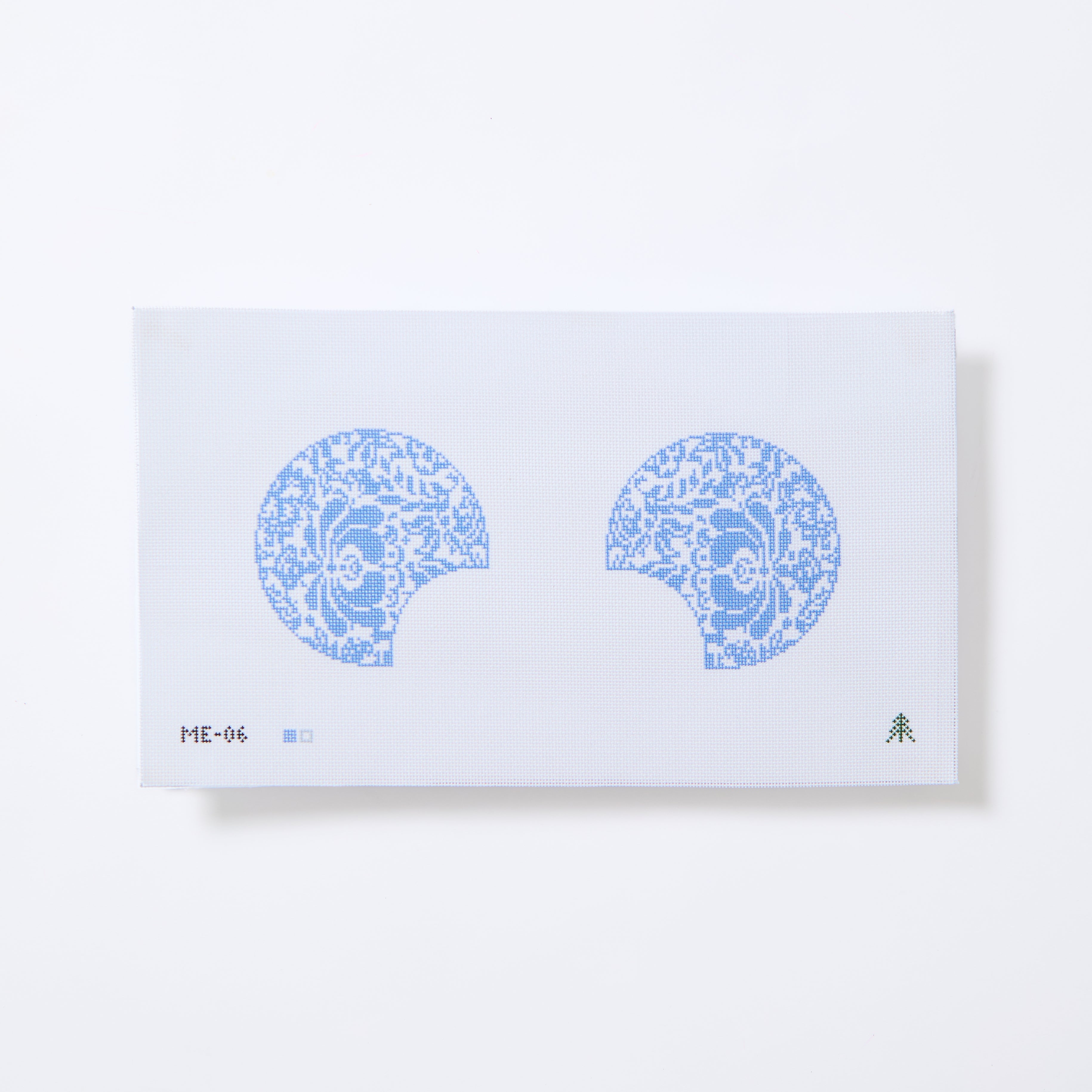 Mouse Ears- Blue Damask- 18 count