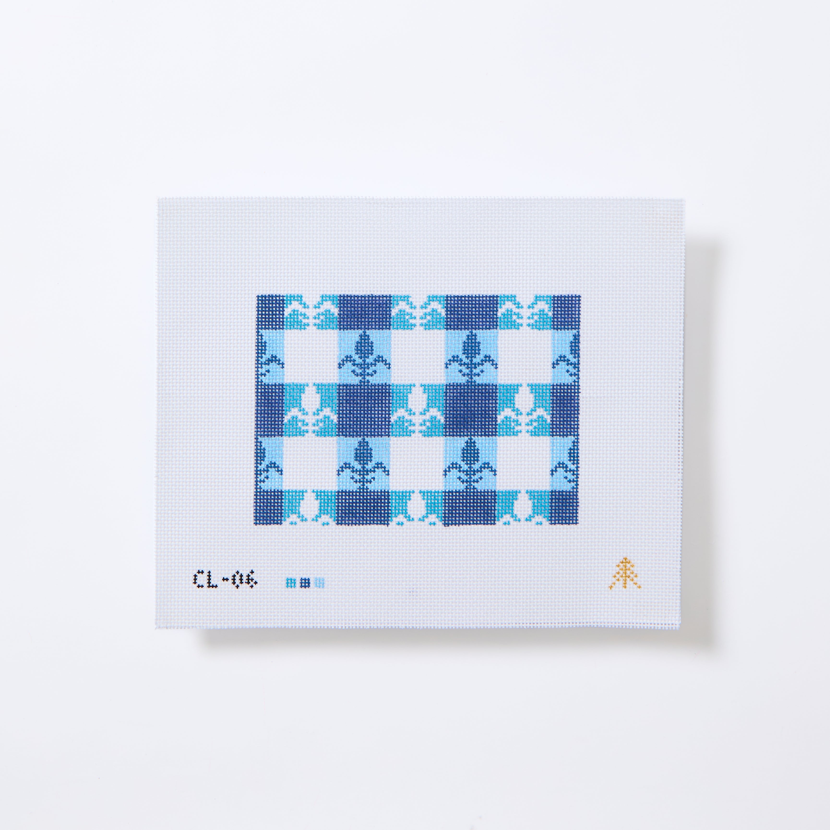 Blue Fleur de Lis Handpainted Needlepoint Canvas- Park Bag Collection