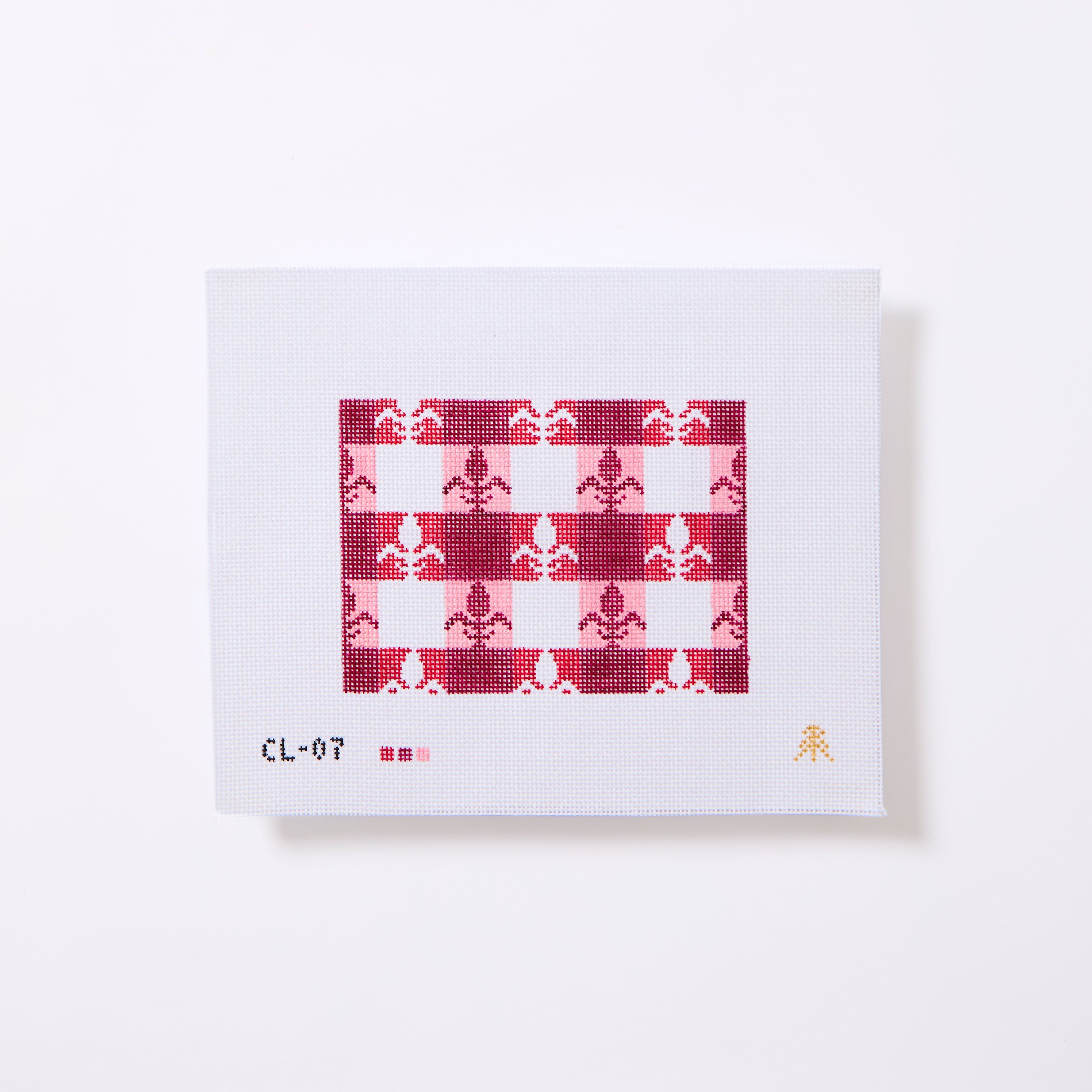 Red Fleur de Lis Handpainted Needlepoint Canvas- Park Bag Collection