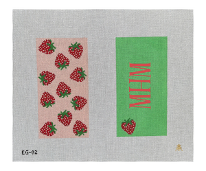 Strawberries Handpainted Needlepoint Eyeglass Case Canvas