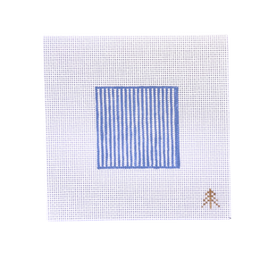 Blue Seersucker Needlepoint Canvas Insert for Can Cozy