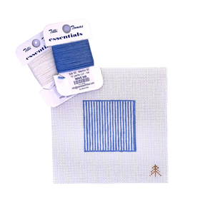 Blue Seersucker Needlepoint Canvas Insert for Can Cozy