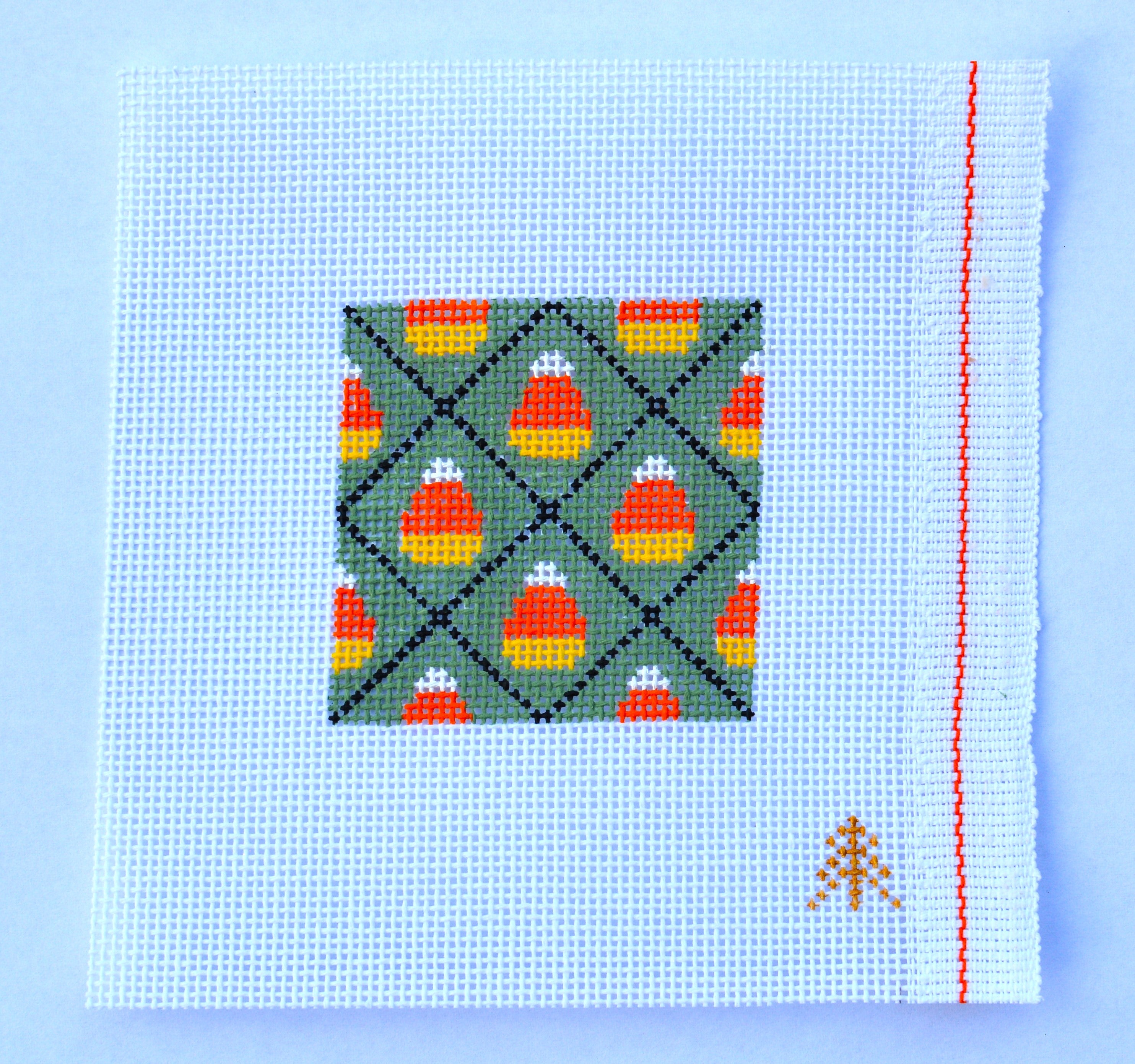 Candy Corn in Diamonds Canvas Insert for Can Cozy