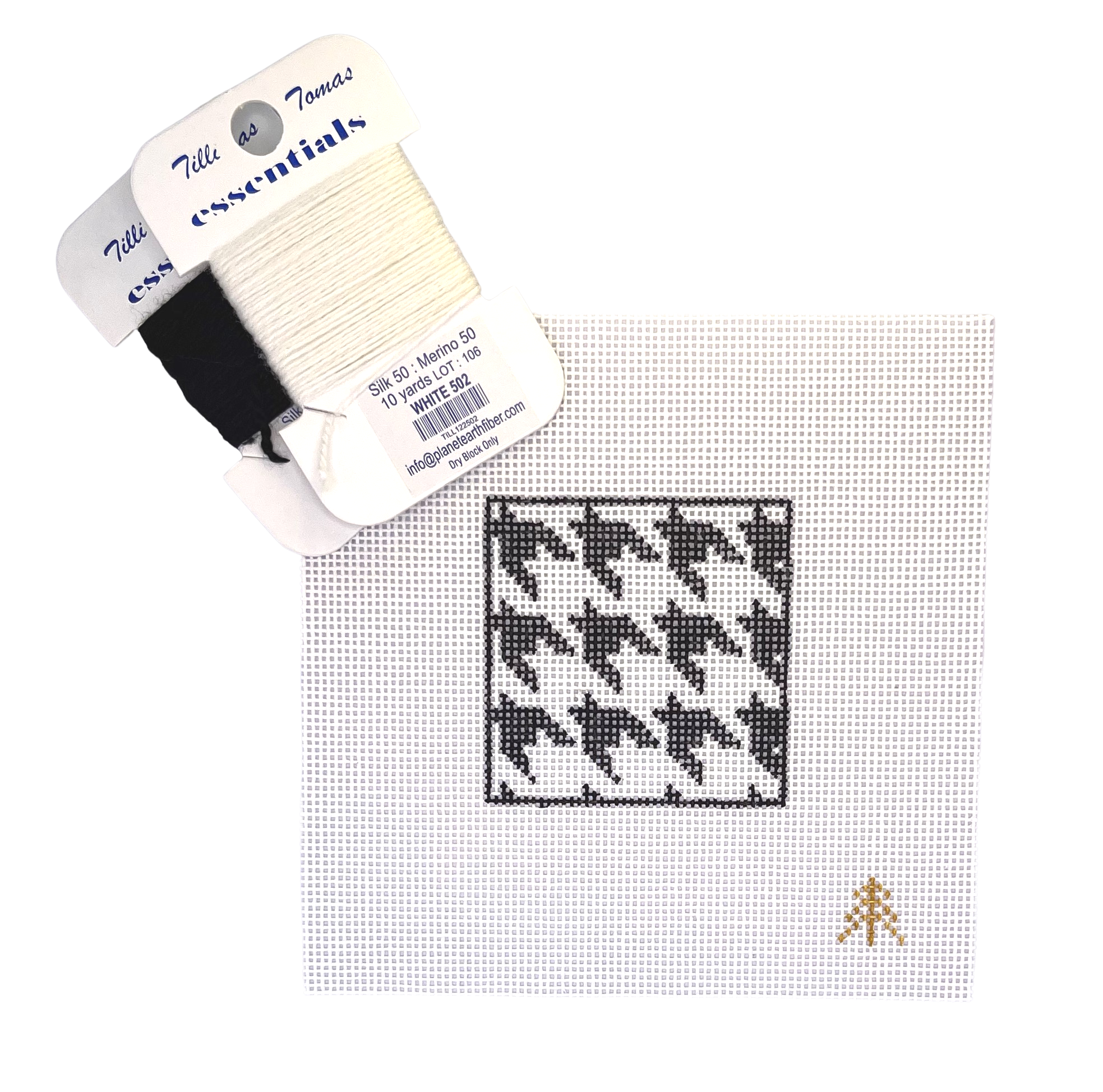 Black & White Houndstooth Needlepoint Canvas Insert for Can Cozy