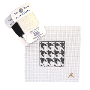Black & White Houndstooth Needlepoint Canvas Insert for Can Cozy