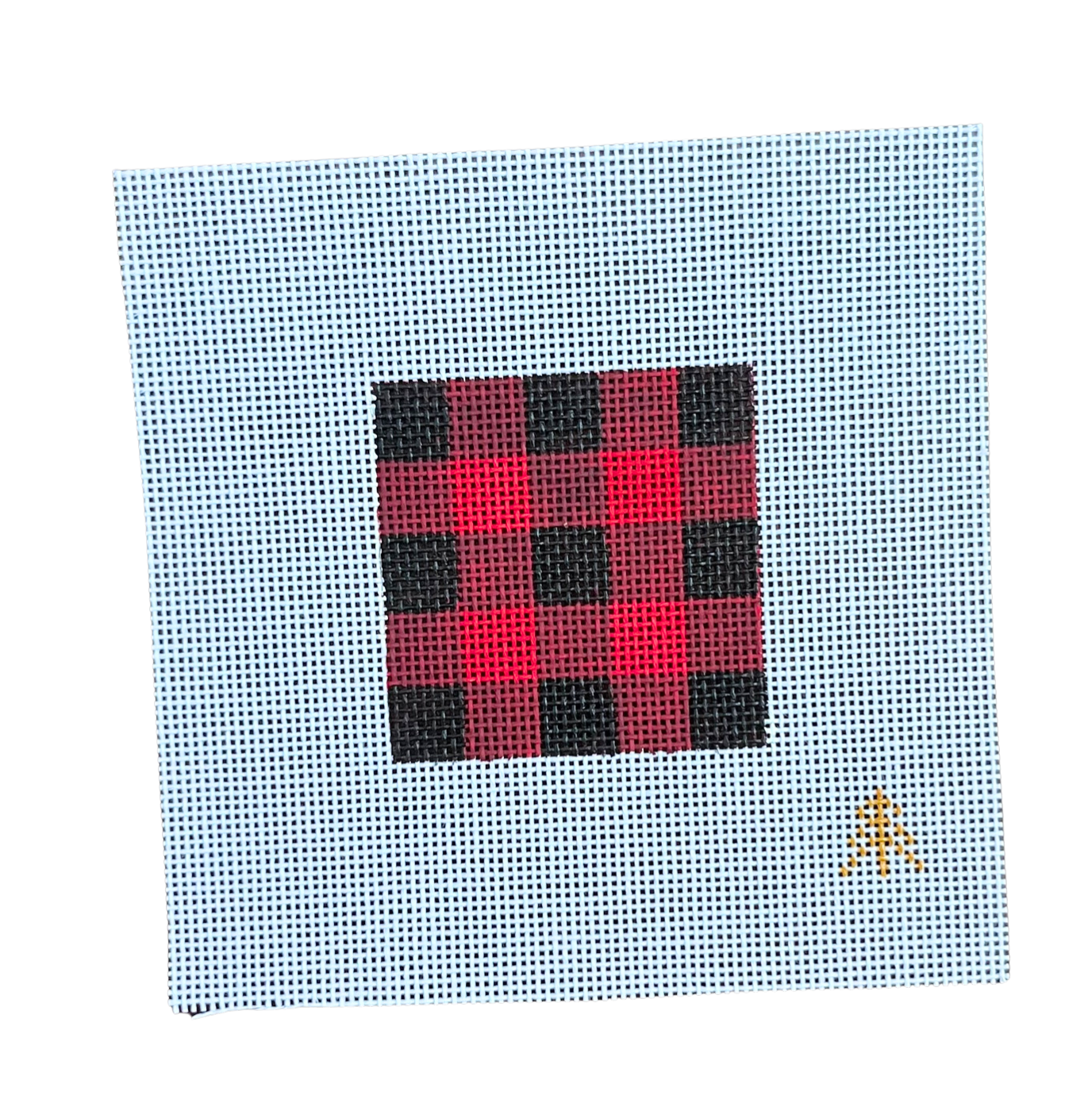 Red and Black Buffalo Check Needlepoint Canvas Insert for Can Cozy