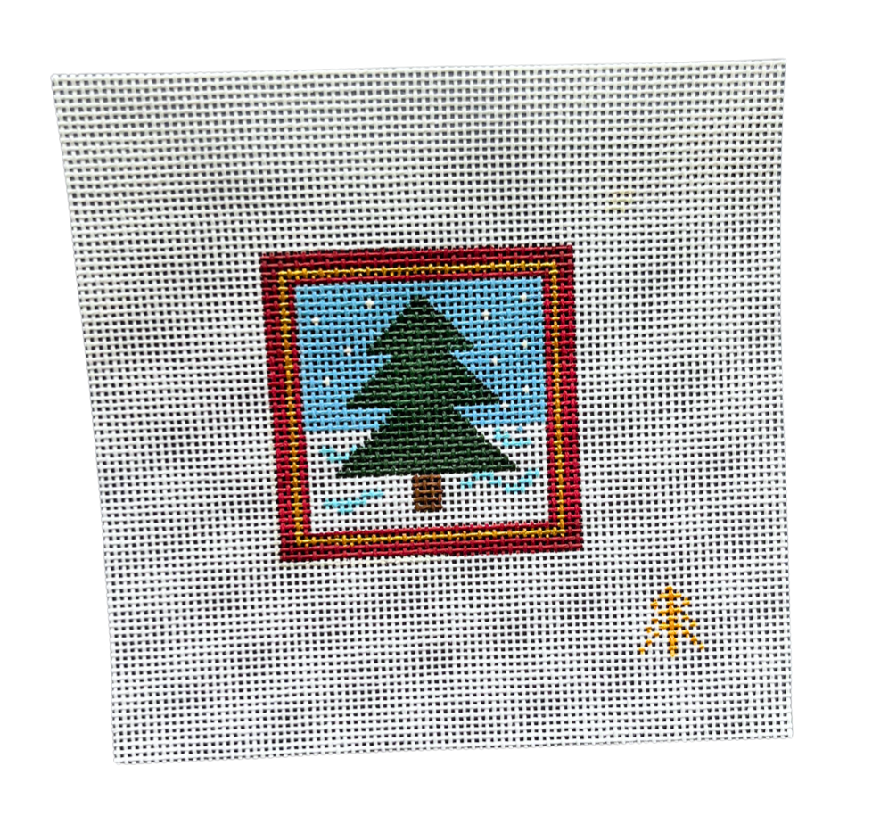 Christmas Tree Needlepoint Canvas Insert for Can Cozy