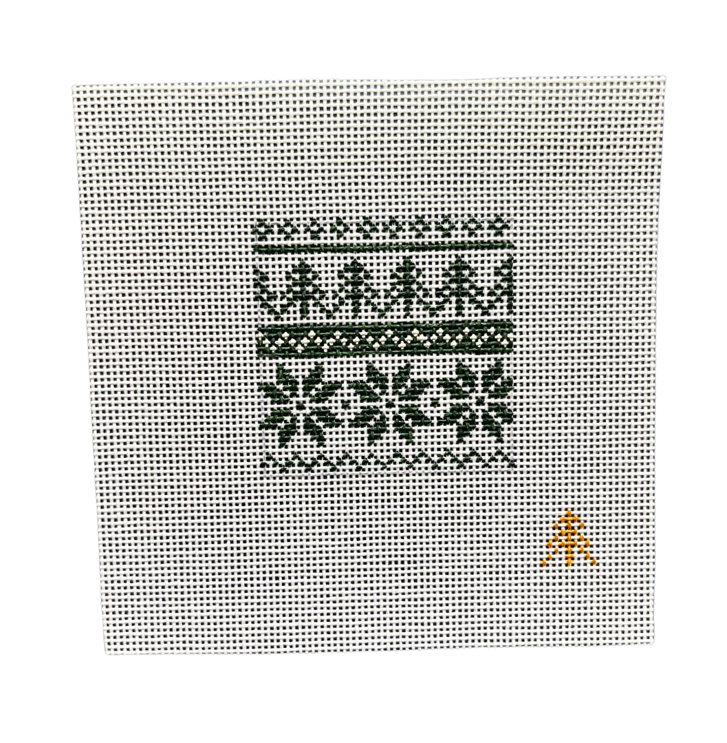 Evergreen Fair Isle Needlepoint Canvas Insert for Can Cozy