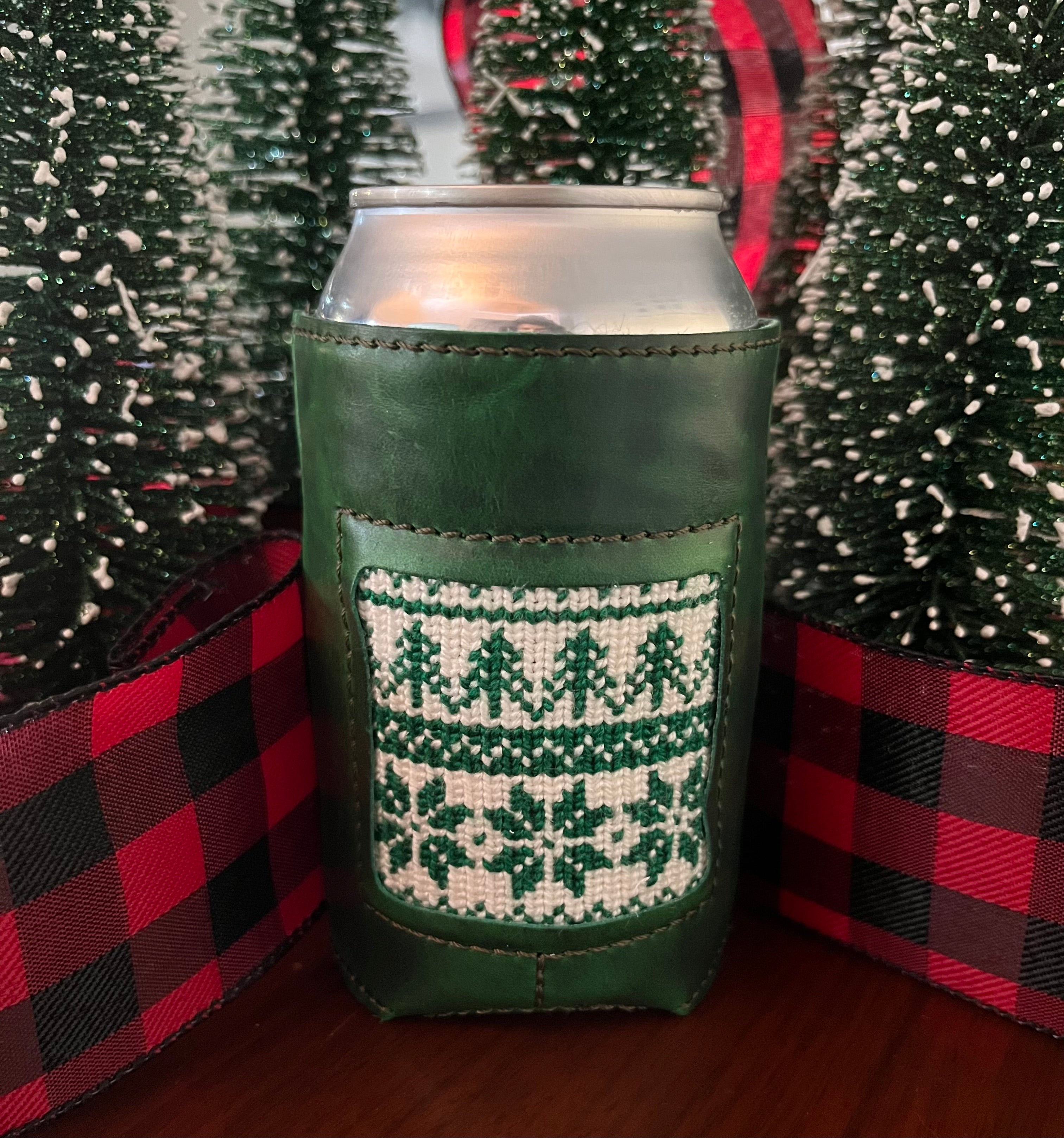 Evergreen Fair Isle Needlepoint Canvas Insert for Can Cozy