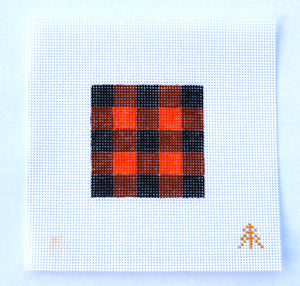 Orange and Black Buffalo Check Needlepoint Canvas Insert for Can Cozy