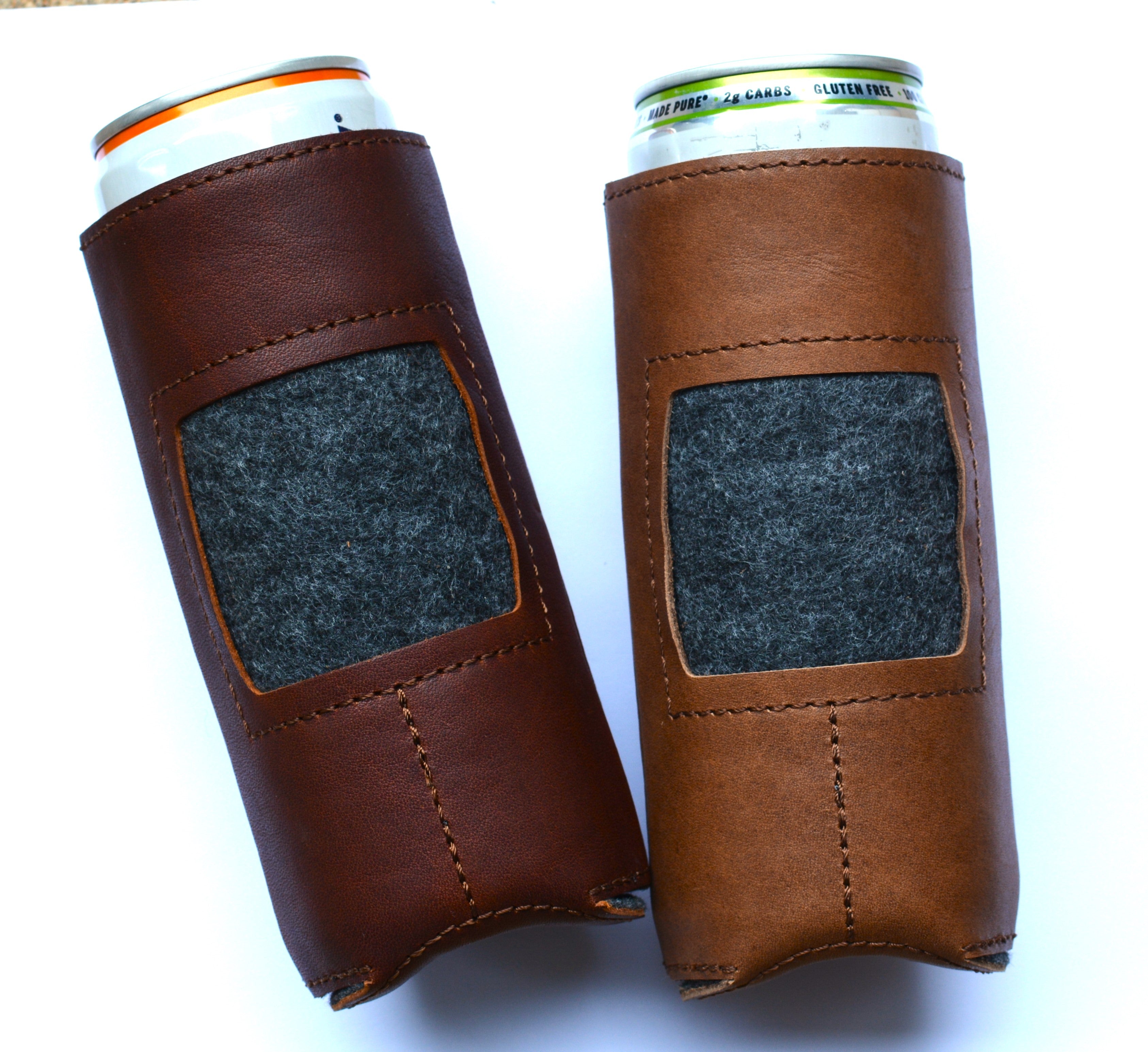 Self-Finishing Leather Can Cozy for Needlepoint, Slim 12 oz. Can, Classics