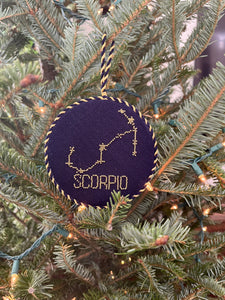 Scorpio Hand-painted Needlepoint Zodiac Constellation 4" Round, 18 count