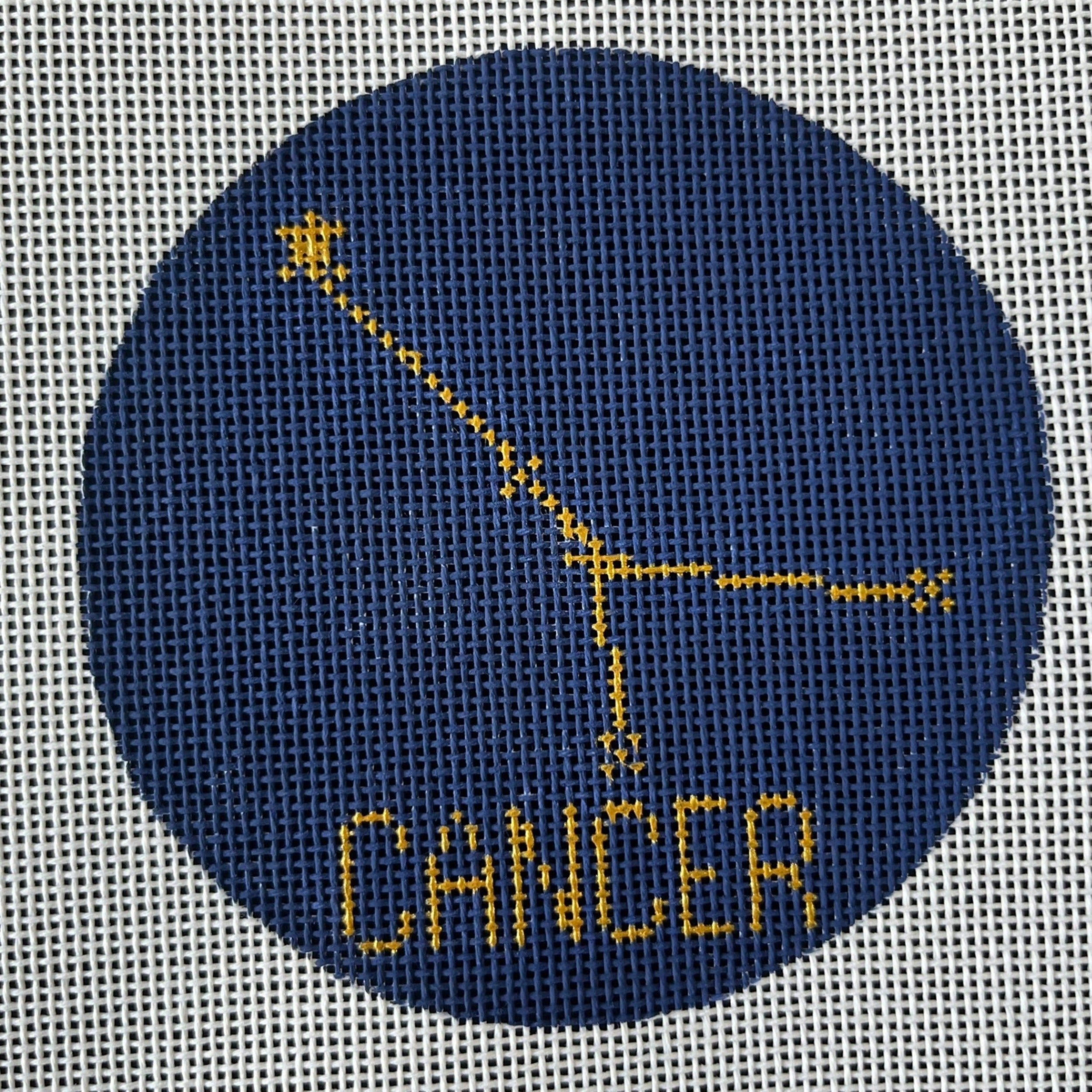 Cancer Hand-painted Needlepoint Zodiac Constellation 4" Round, 18 count