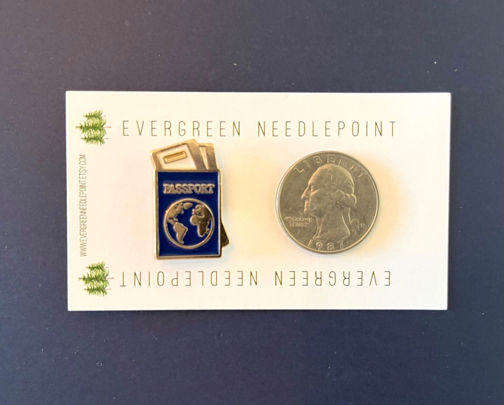 Passport with World Map Needle Minder for Travel