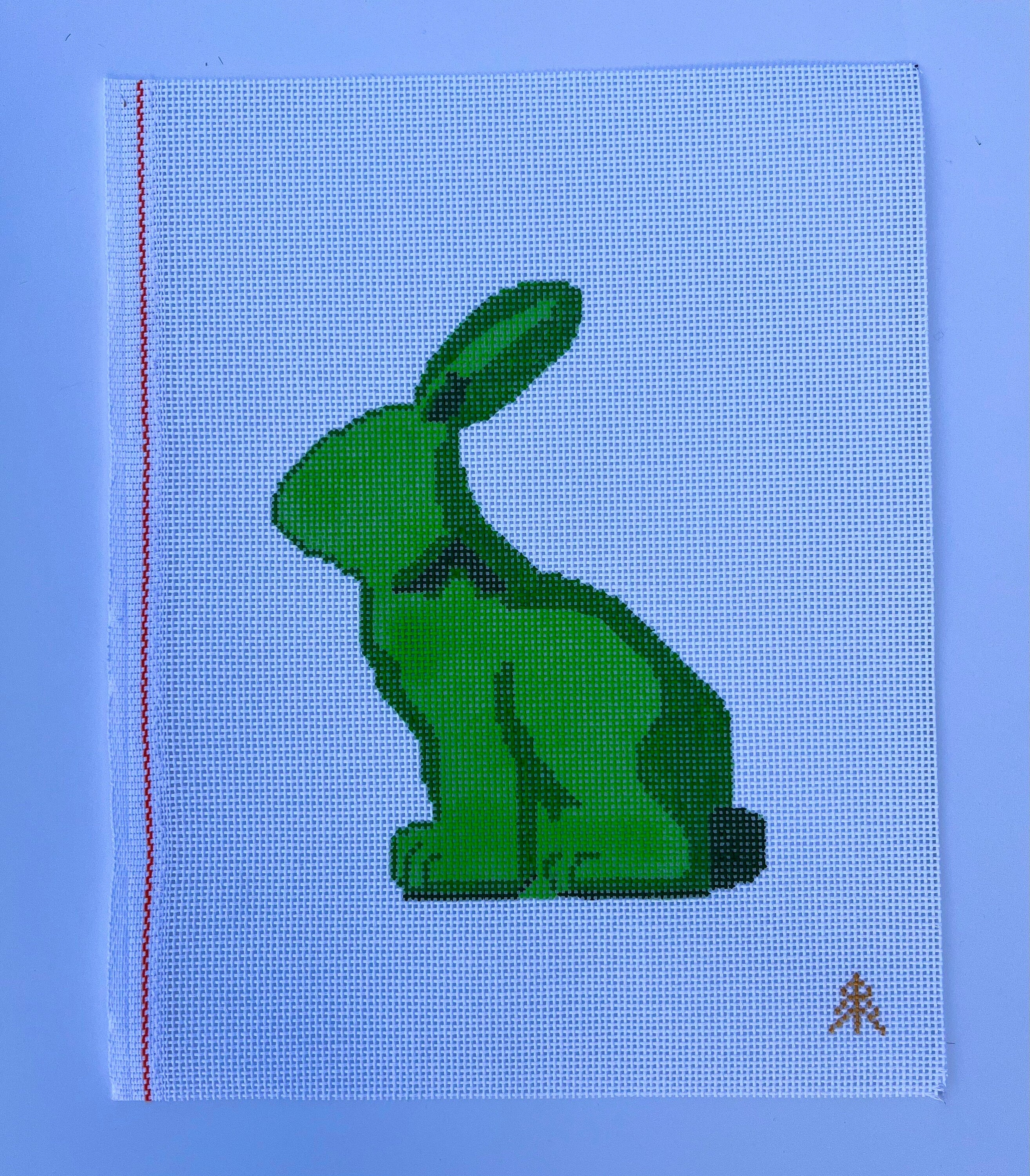 Moss Spring Bunny Hand-painted Needlepoint Canvas, 13 count