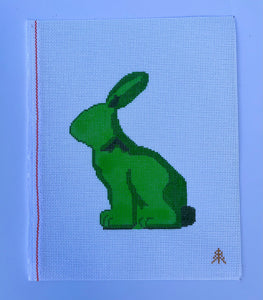 Moss Spring Green Bunny Hand-painted Needlepoint Canvas, 13 count