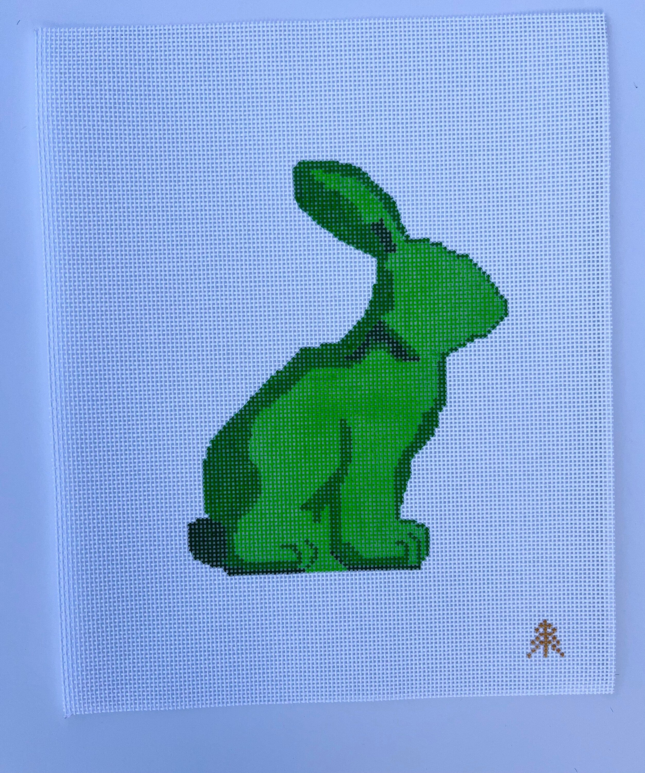 Moss Spring Bunny Hand-painted Needlepoint Canvas, 13 count